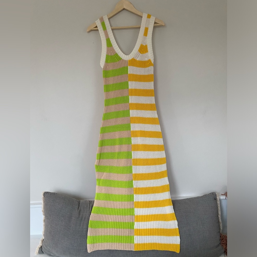 STAUD Seashore Capri Stripe Rib Knit Midi Dress - Picture 6 of 10